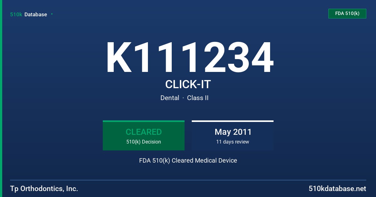 K111234 CLICK-IT FDA 510(k) Cleared Medical Device