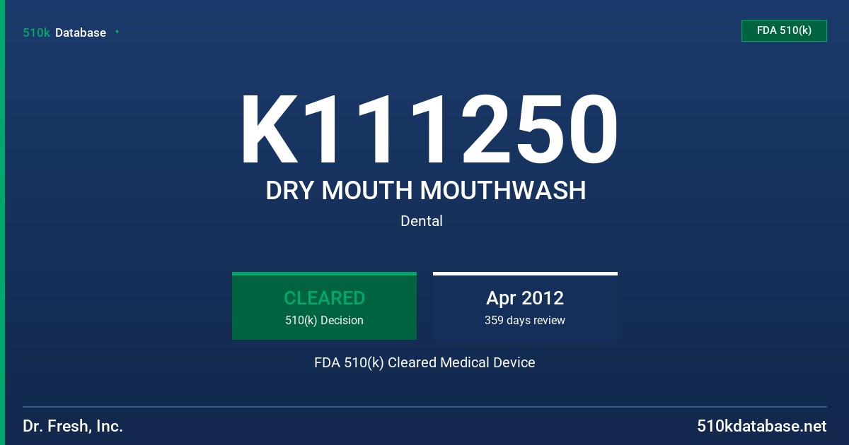 K111250 DRY MOUTH MOUTHWASH FDA 510(k) Cleared Medical Device