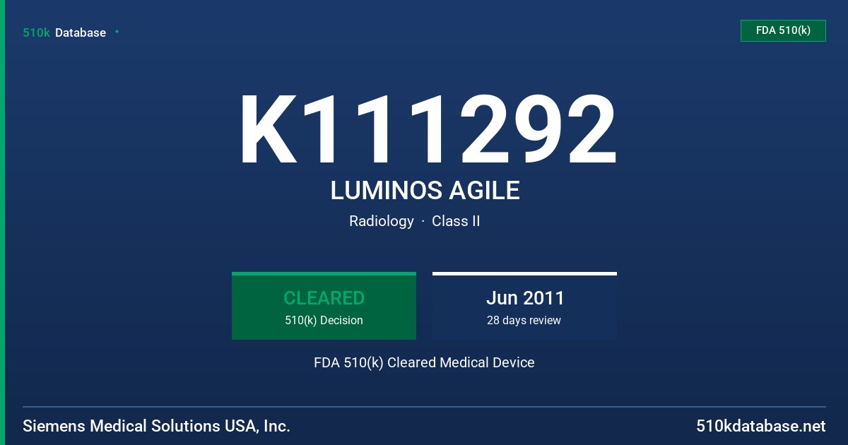 K111292 LUMINOS AGILE FDA 510(k) Cleared Medical Device