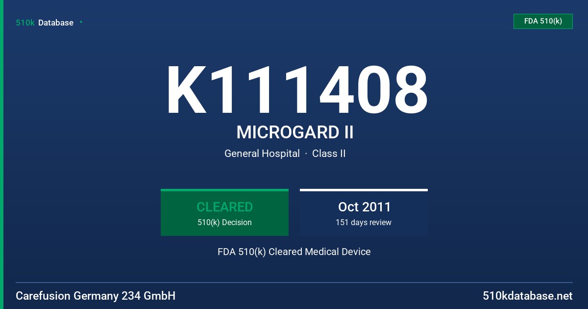 K111408 MICROGARD II FDA 510(k) Cleared Medical Device