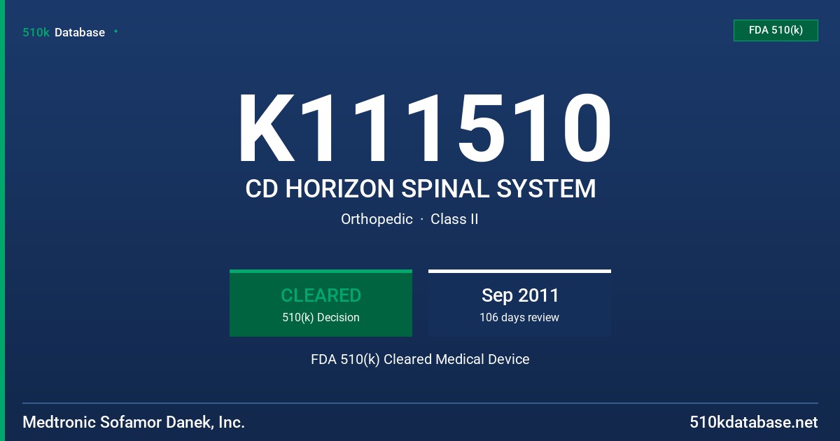 K111510 CD HORIZON SPINAL SYSTEM FDA 510(k) Cleared Medical Device