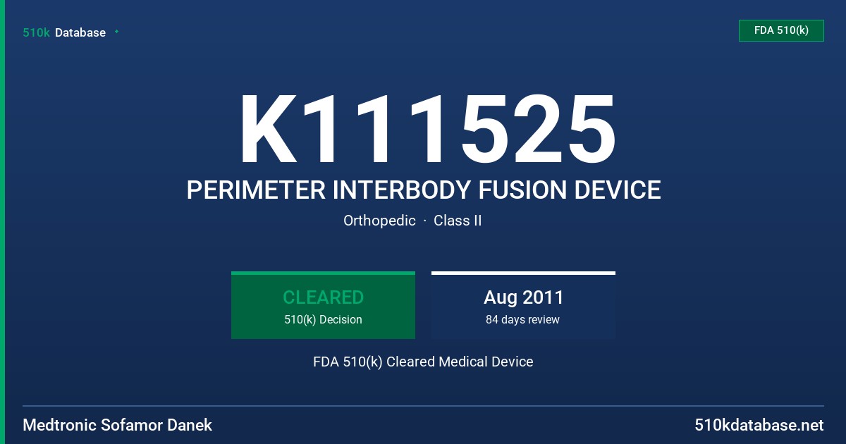 K111525 PERIMETER INTERBODY FUSION DEVICE FDA 510(k) Cleared Medical Device
