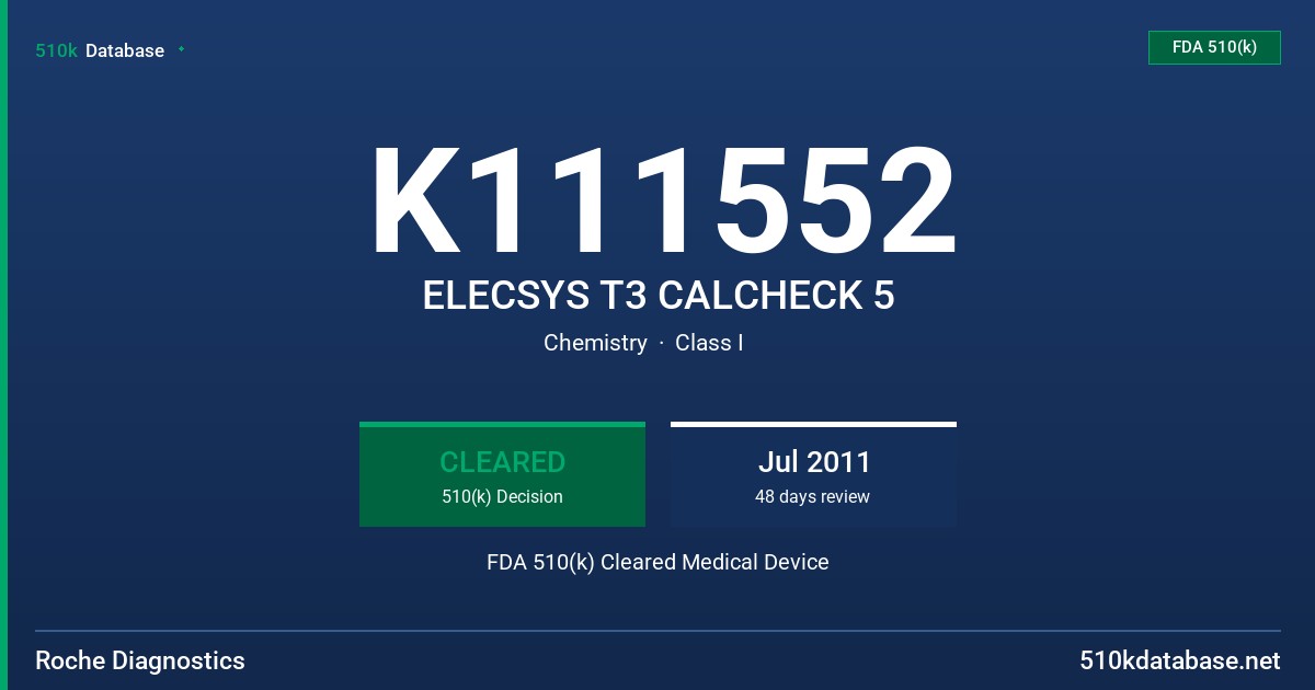 K111552 ELECSYS T3 CALCHECK 5 FDA 510(k) Cleared Medical Device