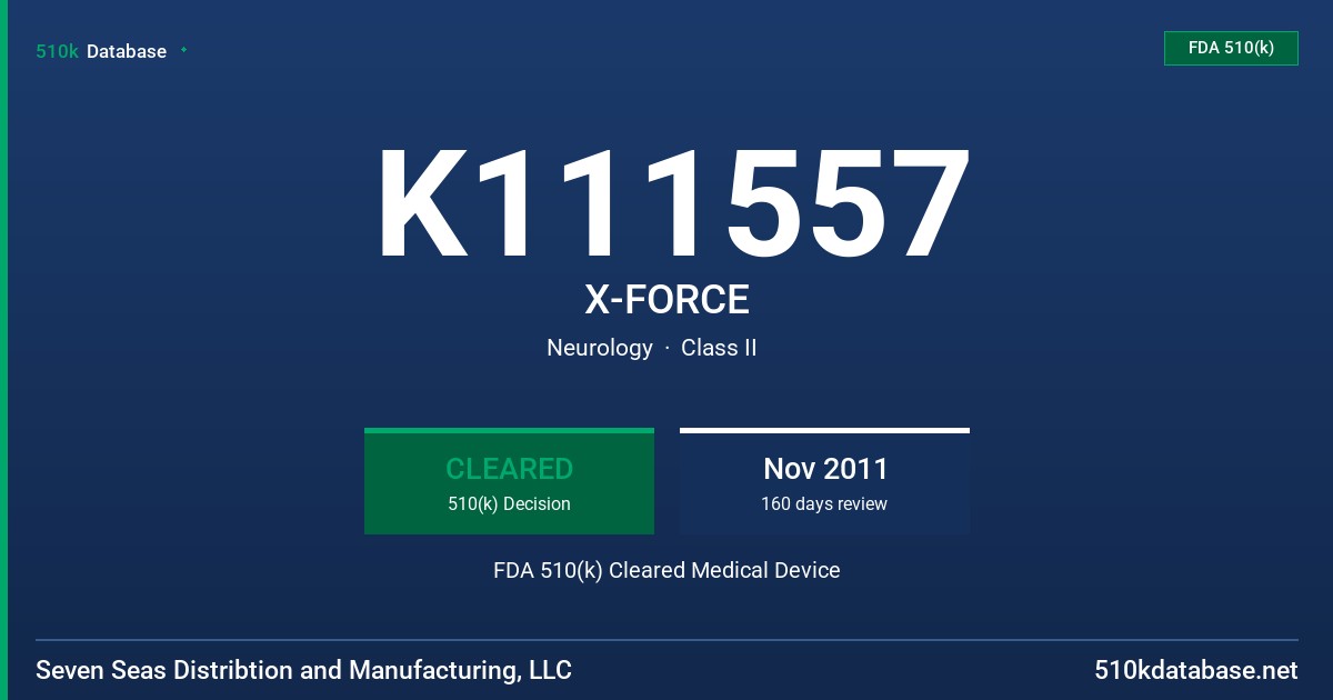K111557 X-FORCE FDA 510(k) Cleared Medical Device