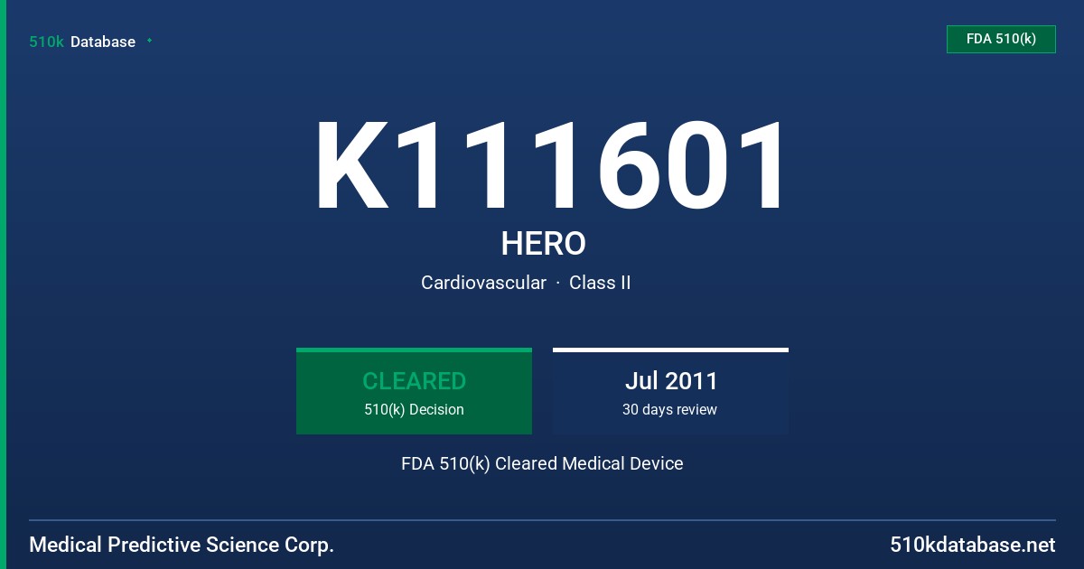 K111601 HERO FDA 510(k) Cleared Medical Device