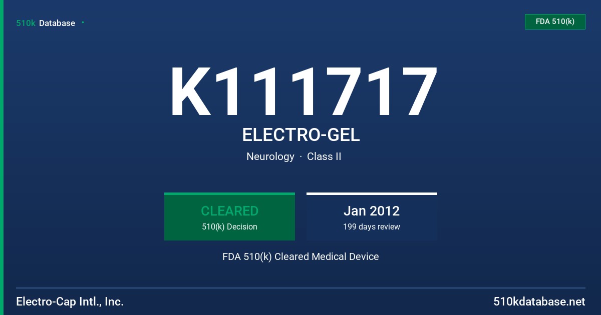 K111717 ELECTRO-GEL FDA 510(k) Cleared Medical Device