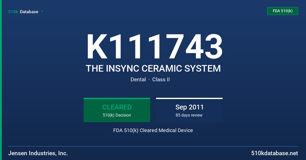 K111743 THE INSYNC CERAMIC SYSTEM FDA 510(k) Cleared Medical Device