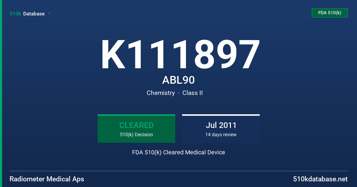 K111897 ABL90 FDA 510(k) Cleared Medical Device