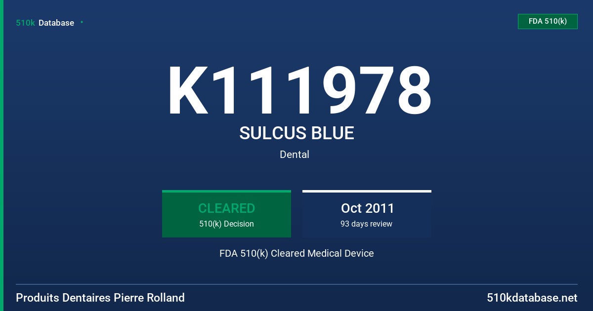 K111978 SULCUS BLUE FDA 510(k) Cleared Medical Device