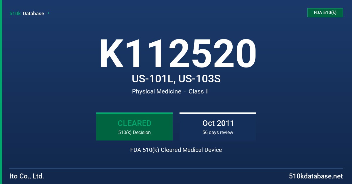 K112520 US-101L, US-103S FDA 510(k) Cleared Medical Device