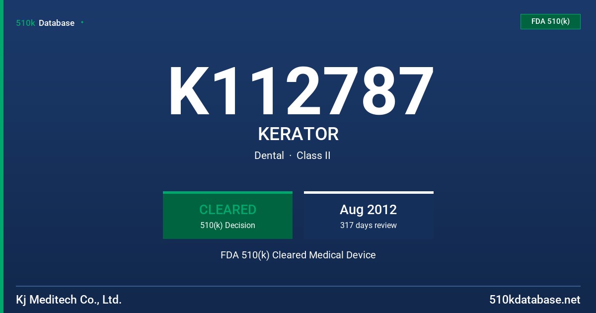K112787 KERATOR FDA 510(k) Cleared Medical Device