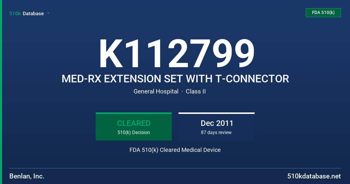 K112799 MED-RX EXTENSION SET WITH T-CONNECTOR FDA 510(k) Cleared Medical Device