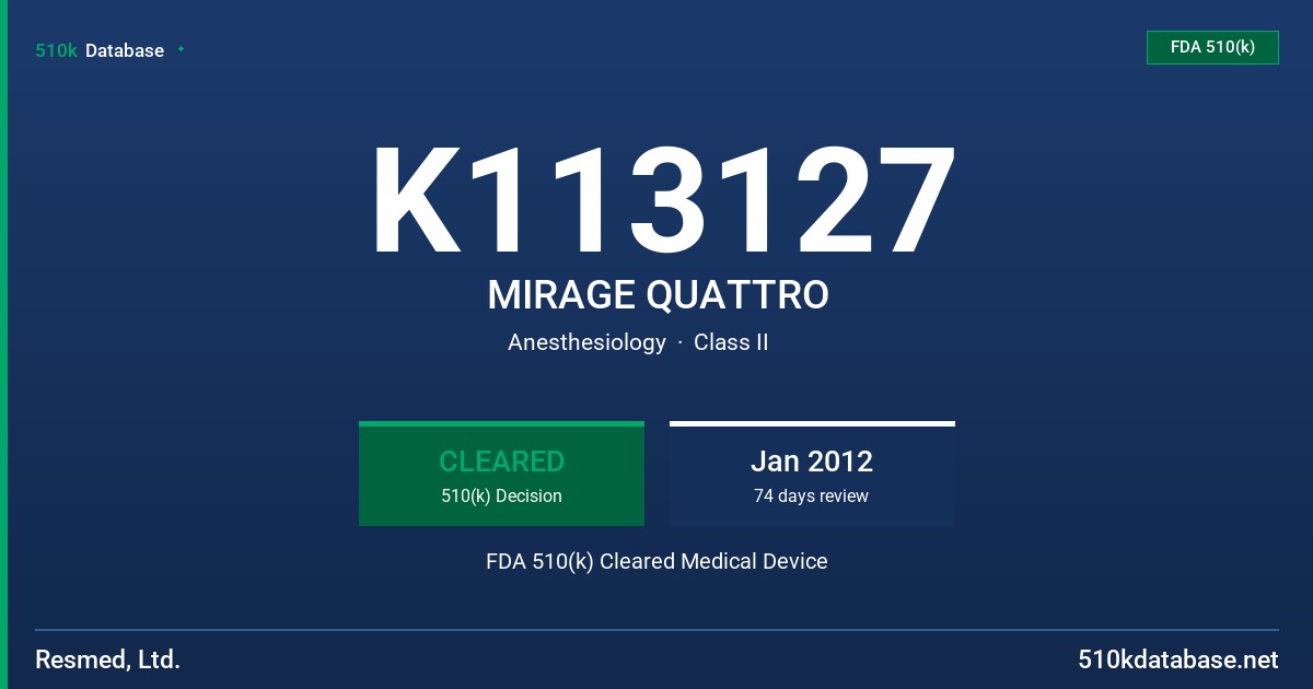 K113127 MIRAGE QUATTRO FDA 510(k) Cleared Medical Device
