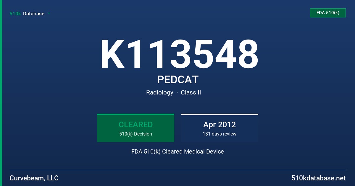 K113548 PEDCAT FDA 510(k) Cleared Medical Device