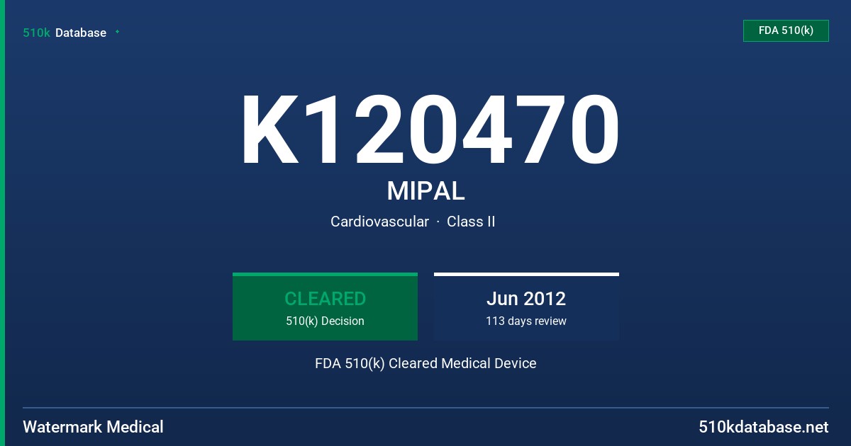 K120470 MIPAL FDA 510(k) Cleared Medical Device
