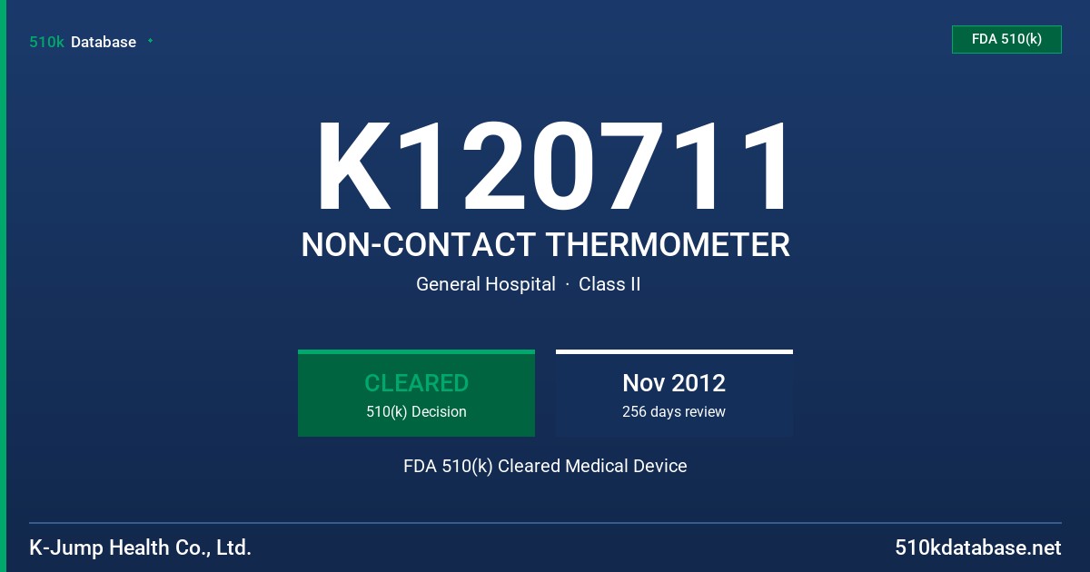 K120711 NON-CONTACT THERMOMETER FDA 510(k) Cleared Medical Device