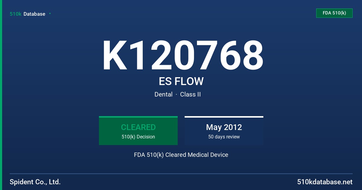 K120768 ES FLOW FDA 510(k) Cleared Medical Device