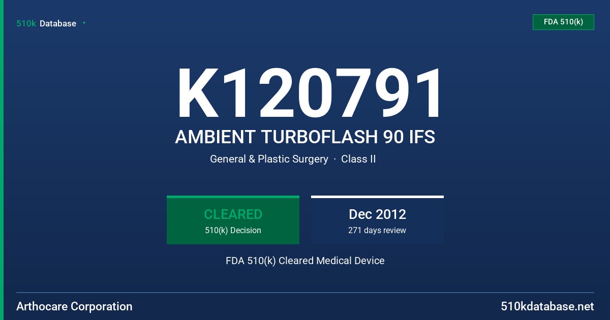 K120791 AMBIENT TURBOFLASH 90 IFS FDA 510(k) Cleared Medical Device