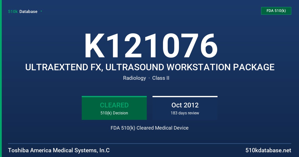 K121076 ULTRAEXTEND FX, ULTRASOUND WORKSTATION PACKAGE FDA 510(k) Cleared Medical Device