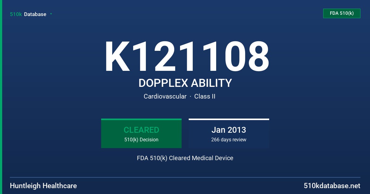 K121108 DOPPLEX ABILITY FDA 510(k) Cleared Medical Device
