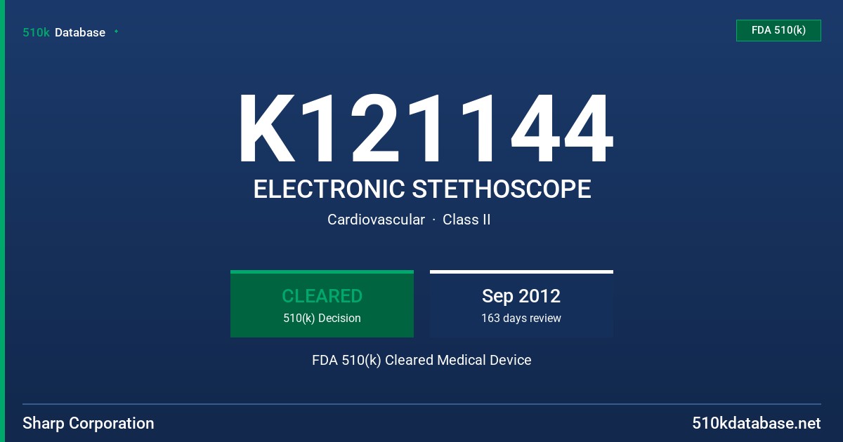 K121144 ELECTRONIC STETHOSCOPE FDA 510(k) Cleared Medical Device