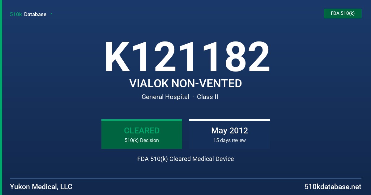 K121182 VIALOK NON-VENTED FDA 510(k) Cleared Medical Device