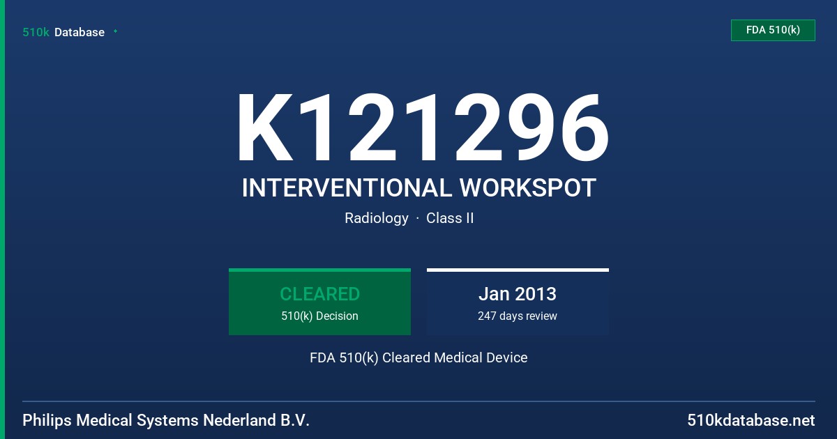 K121296 INTERVENTIONAL WORKSPOT FDA 510(k) Cleared Medical Device