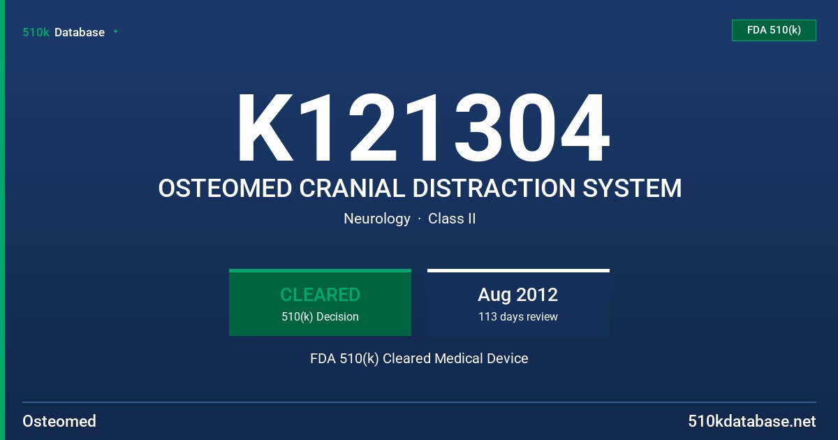 K121304 OSTEOMED CRANIAL DISTRACTION SYSTEM FDA 510(k) Cleared Medical Device