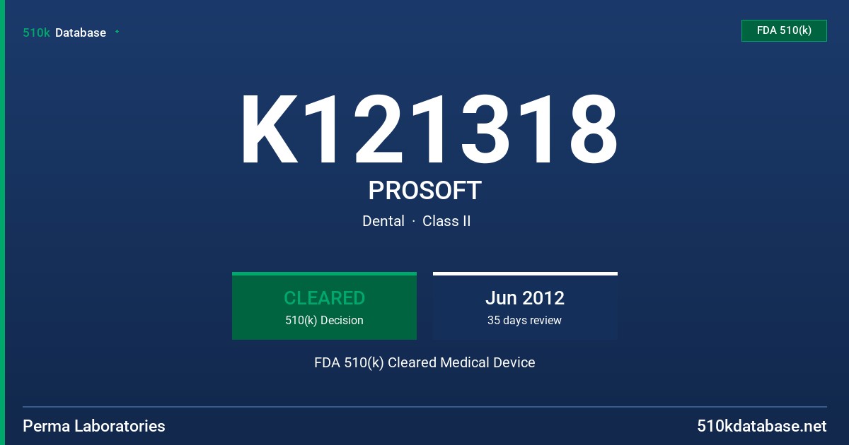 K121318 PROSOFT FDA 510(k) Cleared Medical Device