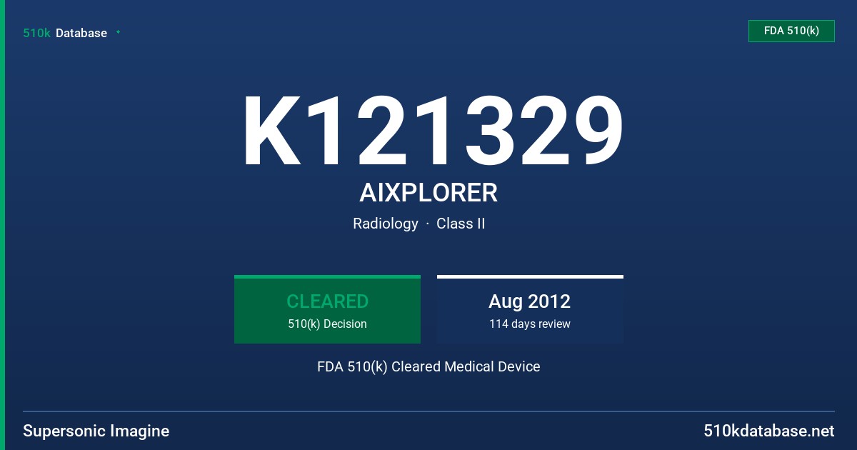 K121329 AIXPLORER FDA 510(k) Cleared Medical Device