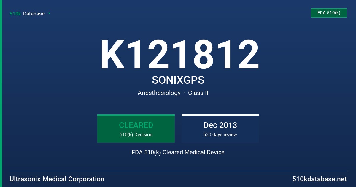K121812 SONIXGPS FDA 510(k) Cleared Medical Device