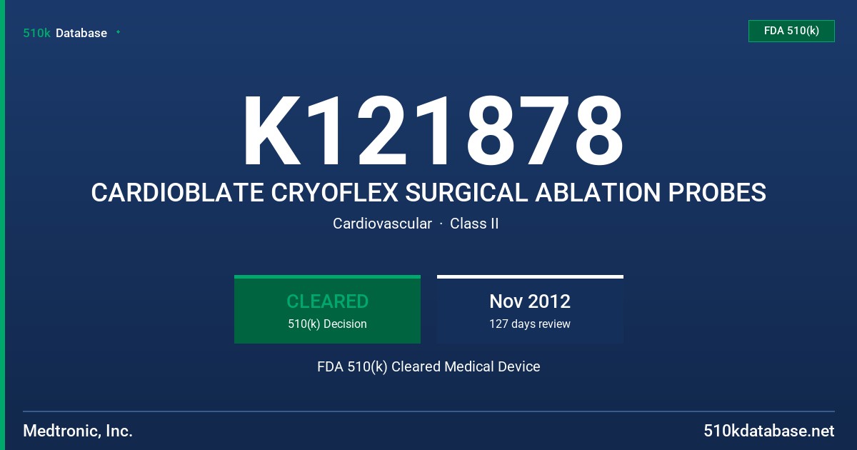 K121878 CARDIOBLATE CRYOFLEX SURGICAL ABLATION PROBES FDA 510(k) Cleared Medical Device
