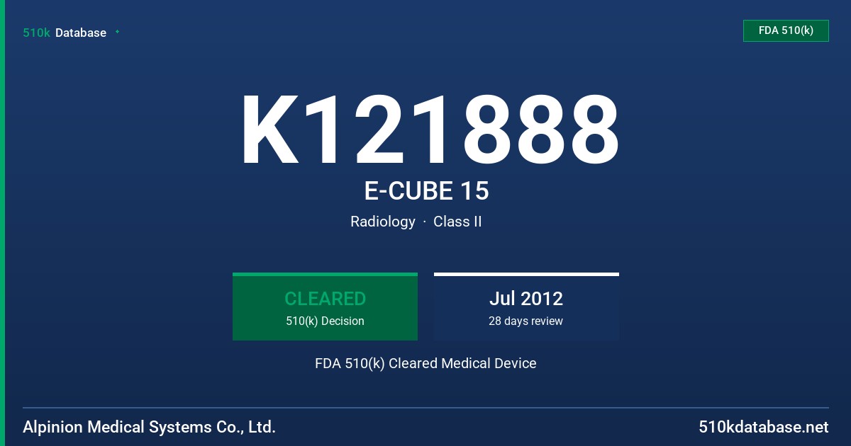 K121888 E-CUBE 15 FDA 510(k) Cleared Medical Device