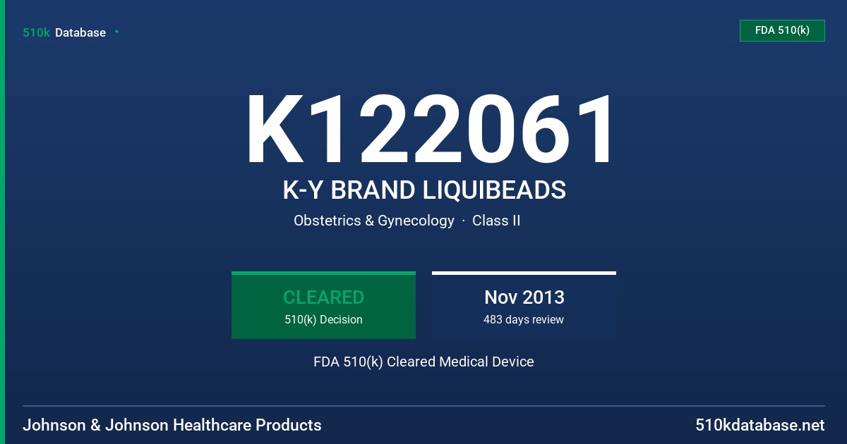 K122061 K-Y BRAND LIQUIBEADS FDA 510(k) Cleared Medical Device