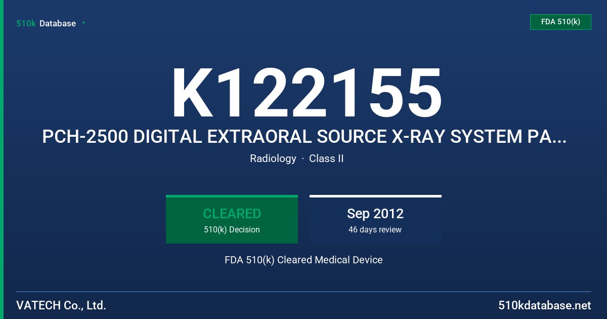 K122155 PCH-2500 DIGITAL EXTRAORAL SOURCE X-RAY SYSTEM PAX-I DIGITAL EXTRAORAL SOURCE X-RAY SYSTEM FDA 510(k) Cleared Medical Device