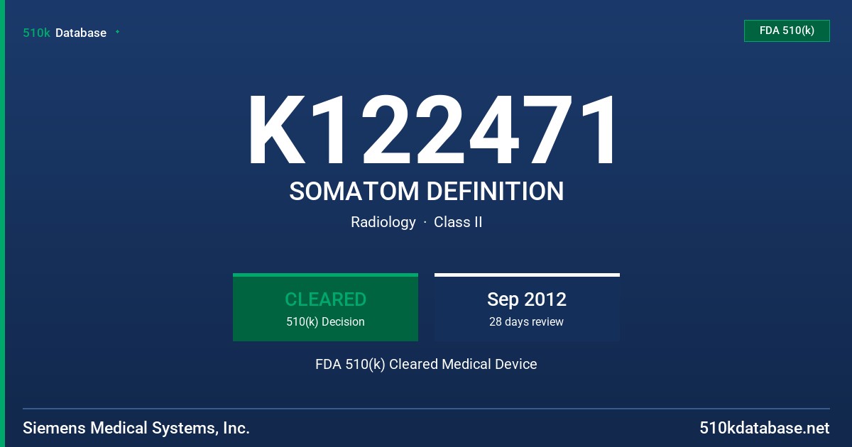 K122471 SOMATOM DEFINITION FDA 510(k) Cleared Medical Device