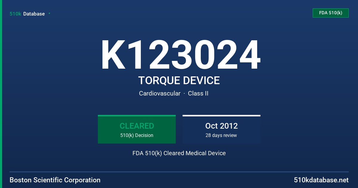 K123024 TORQUE DEVICE FDA 510(k) Cleared Medical Device