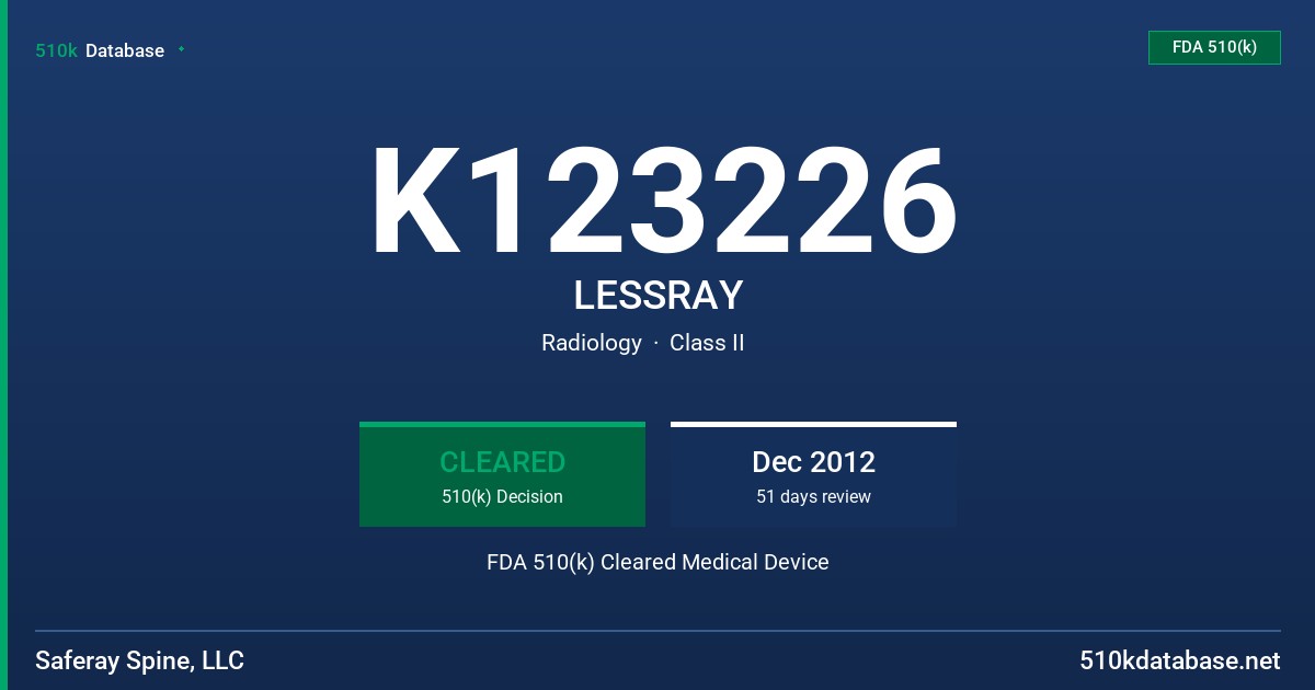 K123226 LESSRAY FDA 510(k) Cleared Medical Device