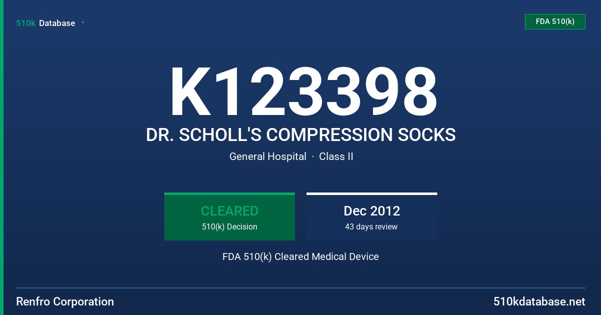 K123398 DR. SCHOLL'S COMPRESSION SOCKS FDA 510(k) Cleared Medical Device