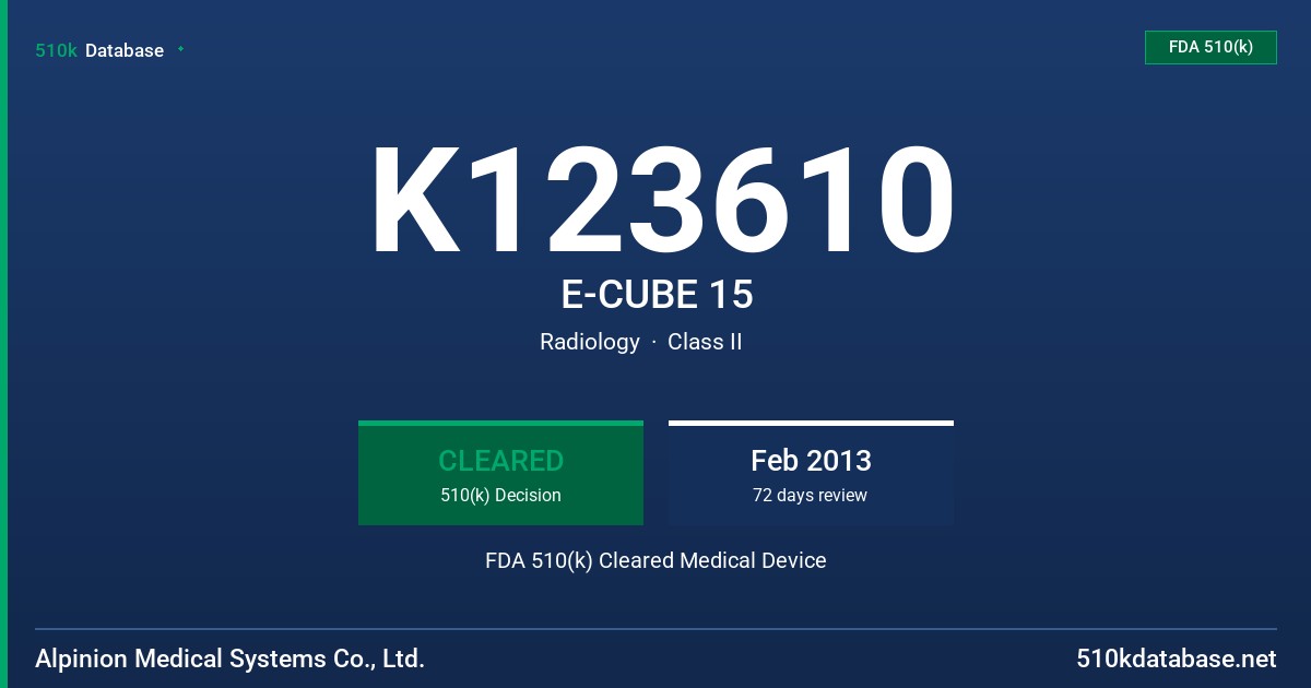 K123610 E-CUBE 15 FDA 510(k) Cleared Medical Device