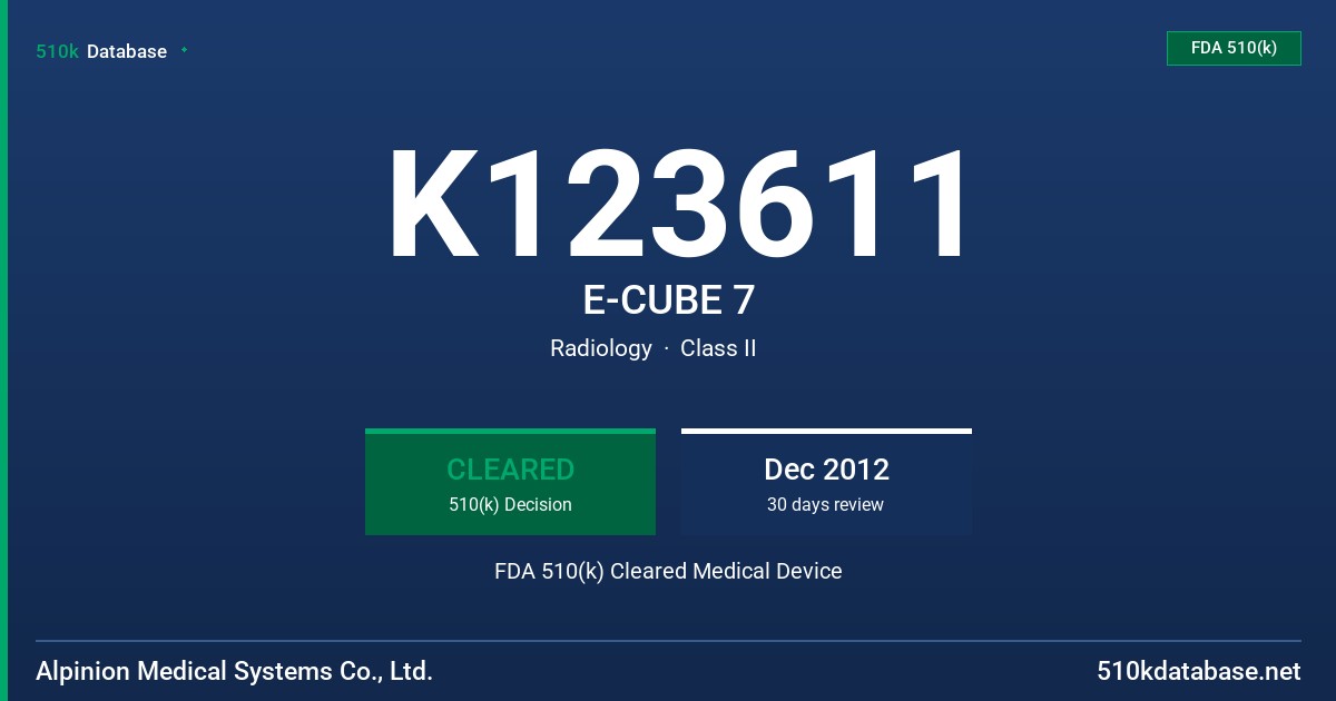 K123611 E-CUBE 7 FDA 510(k) Cleared Medical Device