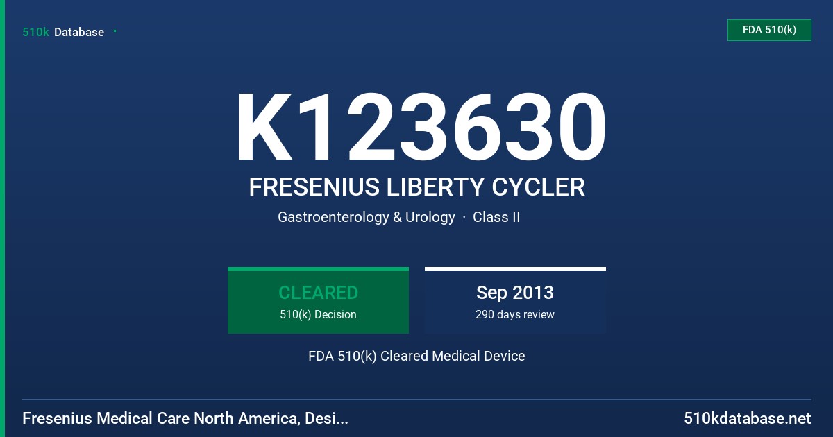 K123630 FRESENIUS LIBERTY CYCLER FDA 510(k) Cleared Medical Device