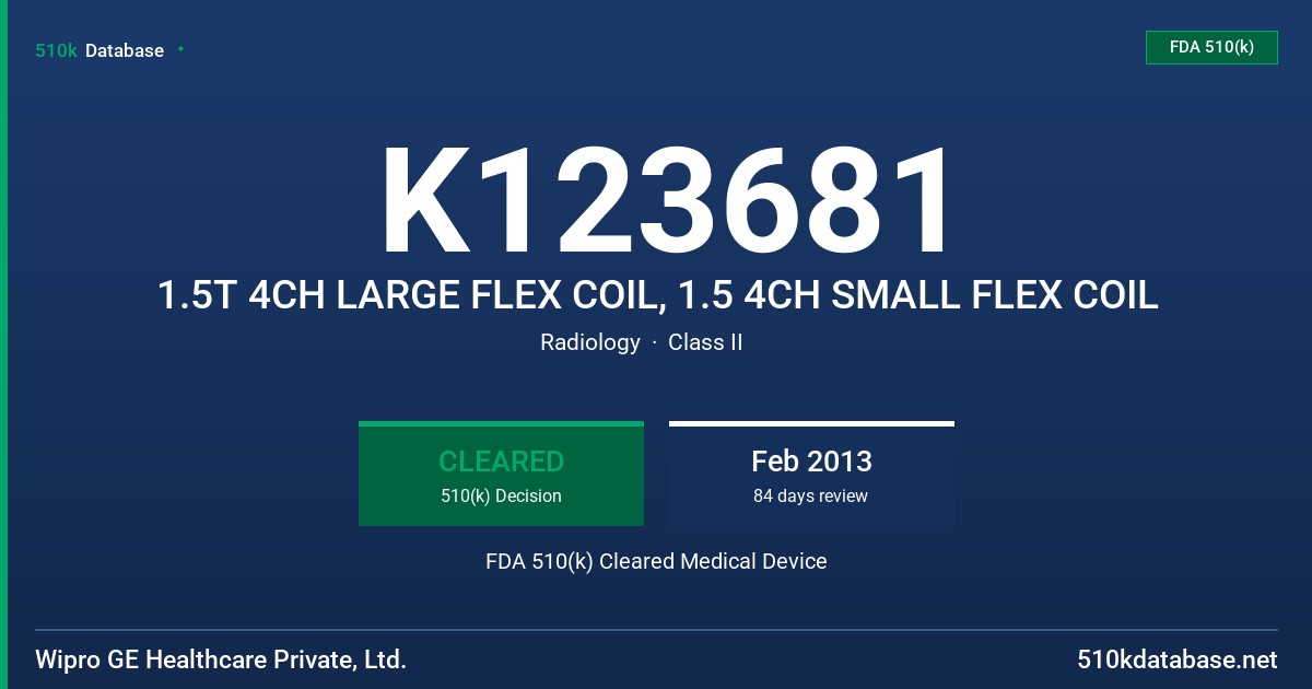 K123681 1.5T 4CH LARGE FLEX COIL, 1.5 4CH SMALL FLEX COIL FDA 510(k) Cleared Medical Device