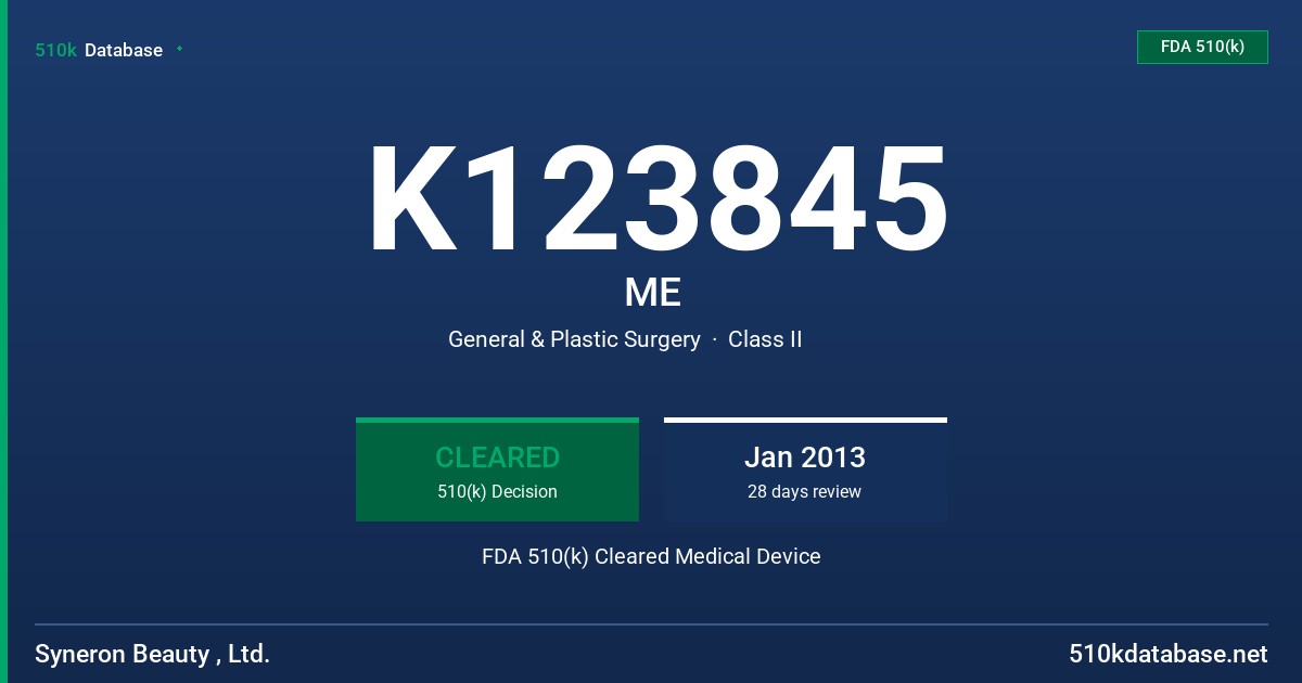 K123845 ME FDA 510(k) Cleared Medical Device