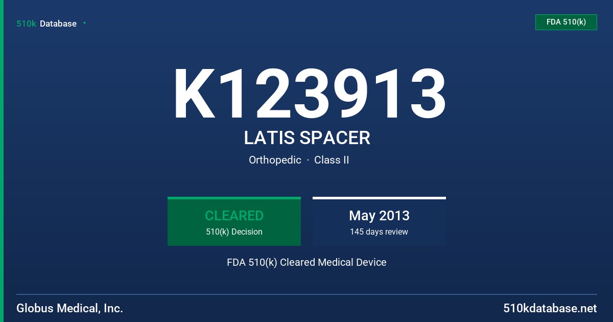 K123913 LATIS SPACER FDA 510(k) Cleared Medical Device