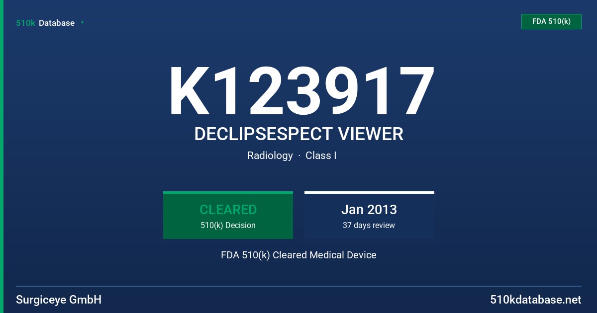 K123917 DECLIPSESPECT VIEWER FDA 510(k) Cleared Medical Device