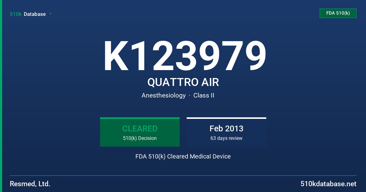 K123979 QUATTRO AIR FDA 510(k) Cleared Medical Device