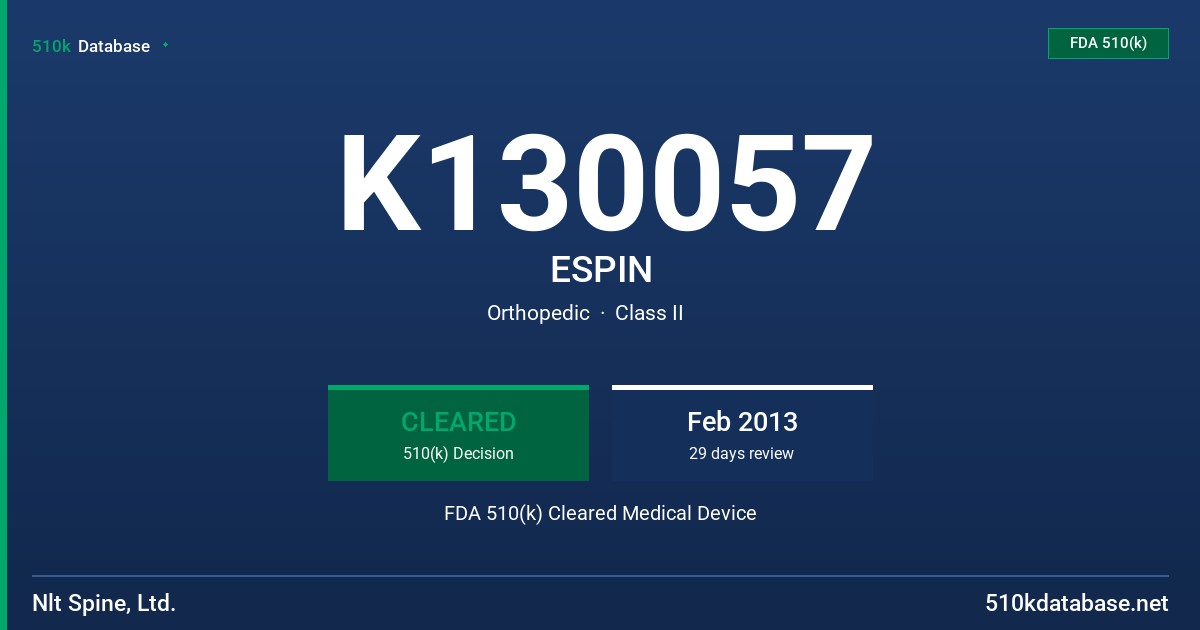 K130057 ESPIN FDA 510(k) Cleared Medical Device