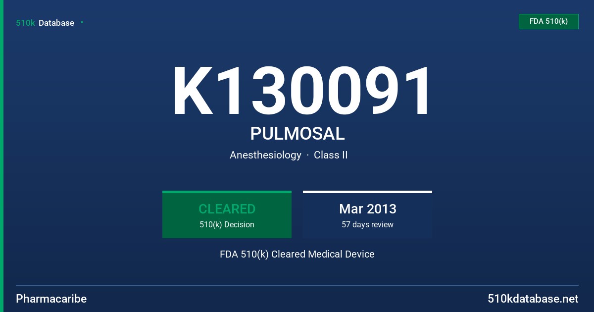 K130091 PULMOSAL FDA 510(k) Cleared Medical Device