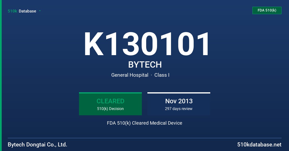 K130101 BYTECH FDA 510(k) Cleared Medical Device